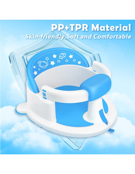 Asiento de Baño Antideslizante para Bebés Azul - 6 Meses+