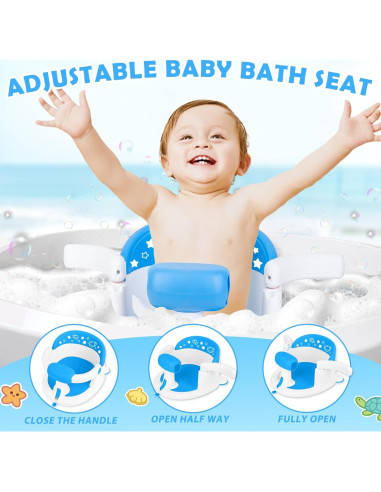 Asiento de Baño Antideslizante para Bebés Azul - 6 Meses+