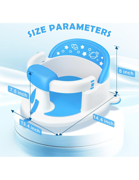 Asiento de Baño Antideslizante para Bebés Azul - 6 Meses+