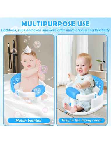 Asiento de Baño Antideslizante para Bebés Azul - 6 Meses+