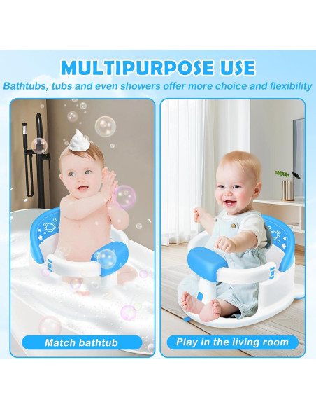 Asiento de Baño Antideslizante para Bebés Azul - 6 Meses+