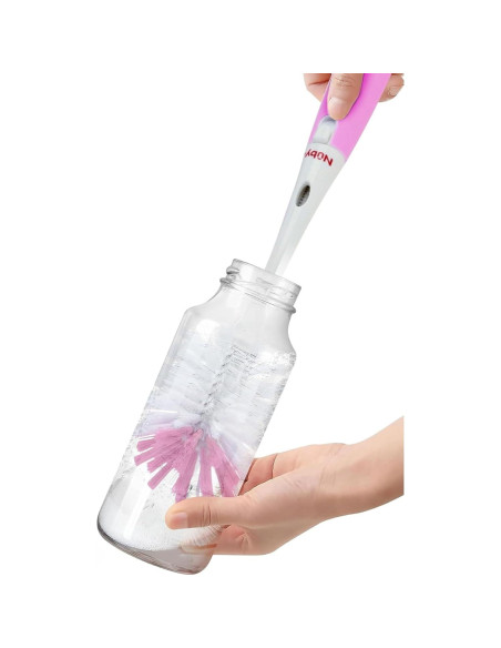Cepillo para Botellas Nuby 2 Piezas Azul y Gris con Soporte