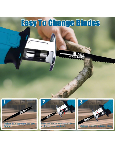 Sierra Recíproca Inalámbrica Yangtzone 18V 0-3000 RPM con 4 Hojas