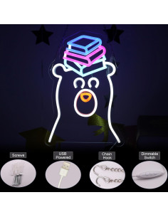 Luz de neón LED Oso con Libros XUENEYSILED 0.52 kg 2
