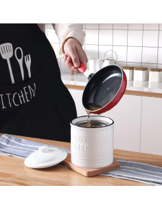 Contenedor de Grasa Cerámica ONTUBE 1L con Colador Acero Inoxidable 2