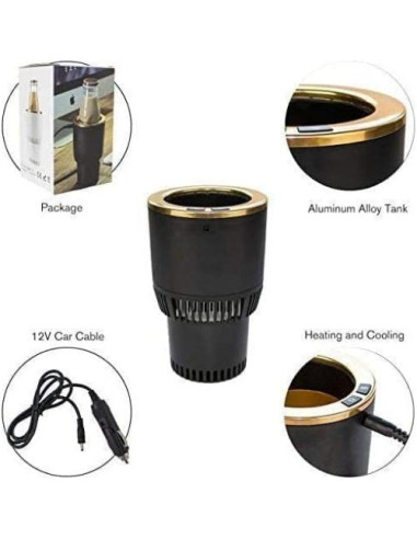 Enfriador y Calentador de Tazas 2-en-1 Yesinaly Negro/Dorado