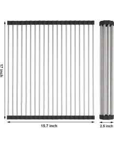 Estante de Secado de Platos Plegable Searik 43.2x39.9cm Acero Inoxidable 2