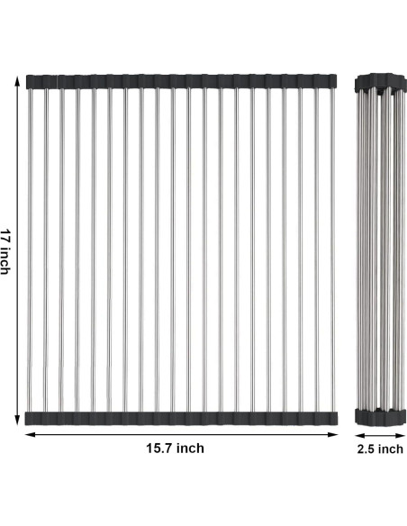 Estante de Secado de Platos Plegable Searik 43.2x39.9cm Acero Inoxidable