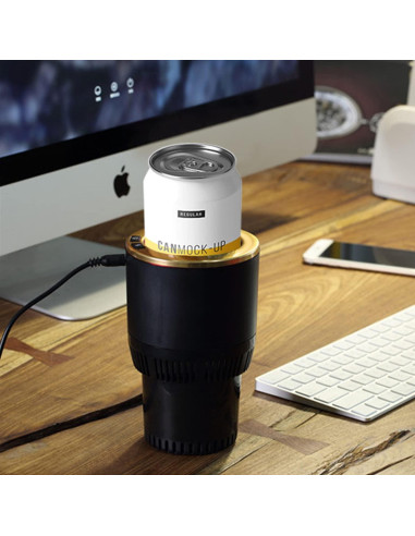 Enfriador y Calentador de Tazas 2-en-1 Yesinaly Negro/Dorado