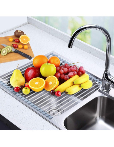 Estante de Secado de Platos Plegable Searik 43.2x39.9cm Acero Inoxidable