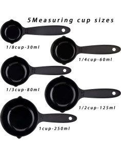 Juego de Tazas y Cucharas Medidoras SUNMVEHOT 10 Piezas Negras 2