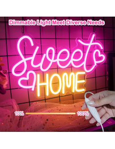 Letrero de Neón Dulce Hogar YSMNDE 39.9x24.9 cm USB 2