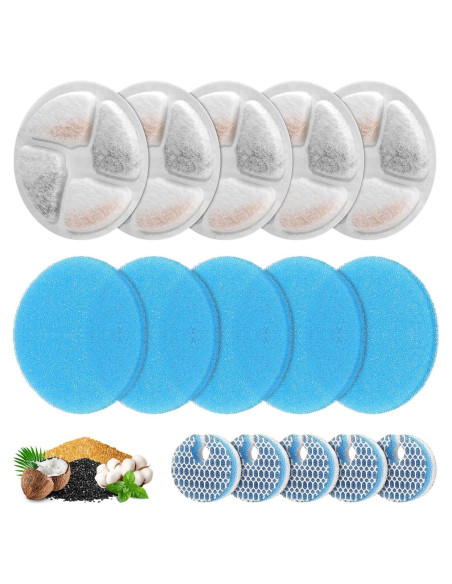 Filtros de Reemplazo ZEKIRY para Fuente de Agua 2L - 5 Piezas