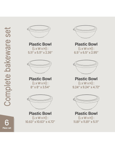 Juego de 12 Tazones Apilables Bakken Master con Tapas