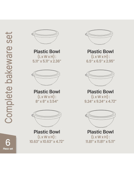 Juego de 12 Tazones Apilables Bakken Master con Tapas