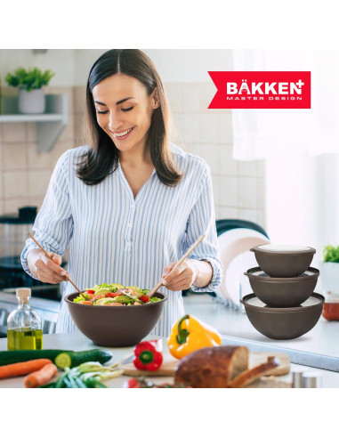 Juego de 12 Tazones Apilables Bakken Master con Tapas