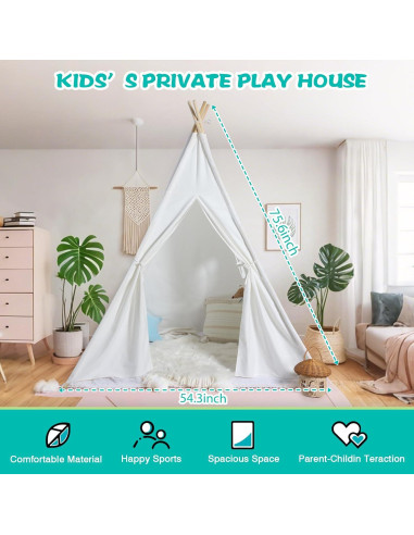 Tienda Teepee Blanca Sumbababy para Niños - 138x192 cm
