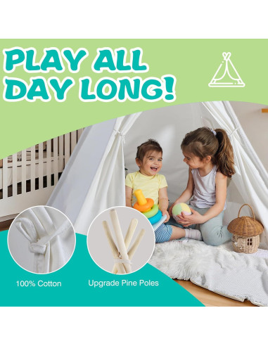 Tienda Teepee Blanca Sumbababy para Niños - 138x192 cm