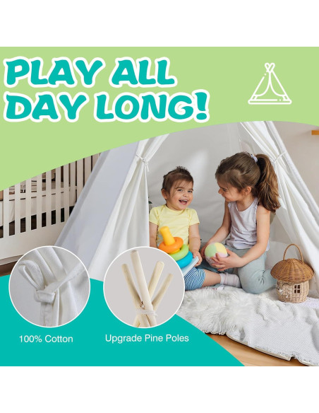 Tienda Teepee Blanca Sumbababy para Niños - 138x192 cm