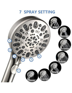 Cabezal de Ducha de Mano Iopsk 7 Modos Alta Presión Níquel 2
