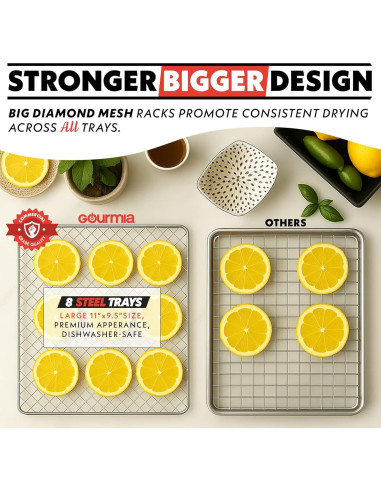 Deshidratador de Alimentos Gourmia GFD1620 - 8 Bandejas Acero Inoxidable