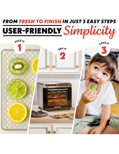 Deshidratador de Alimentos Gourmia GFD1620 - 8 Bandejas Acero Inoxidable