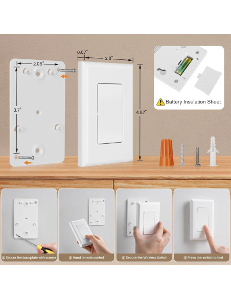 Interruptor de Luz Inalámbrico SURAIELEC 15A 30m Control Remoto