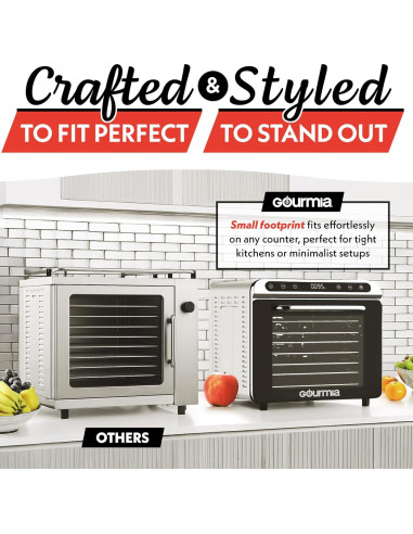 Deshidratador de Alimentos Gourmia GFD1620 - 8 Bandejas Acero Inoxidable