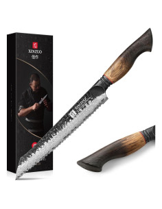 Cuchillo de Pan XINZUO 21.6 cm Acero Damasco Mango de Madera