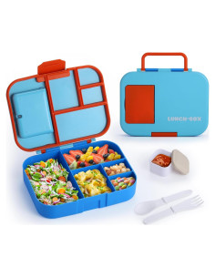 Caja Bento QQKO 1300ml Azul con 5 Compartimentos y Utensilios