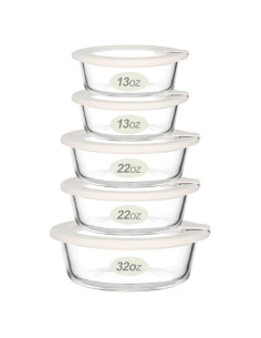 Juego de 5 Contenedores de Vidrio Urban Green 100% Libre de Plástico