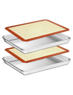Juego de bandejas para hornear Wildone 4 piezas acero inoxidable