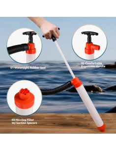 Bomba de Achique Manual Xztrdi para Barcos y Kayaks 94.64 L/min 2