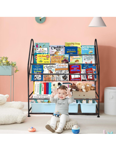 Estantería Infantil Aboxoo Negra Grande 81.8 cm Organizador