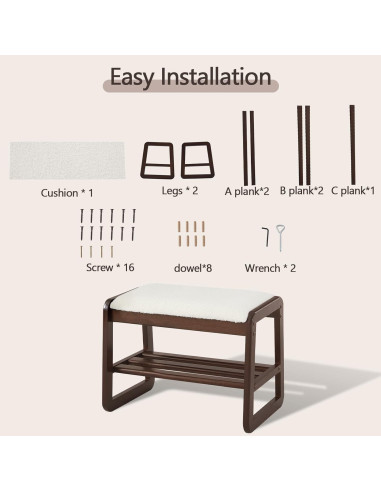 Banco zapatero Achicsofar blanco crema 2 niveles con cojín