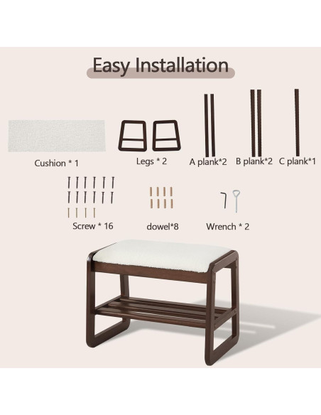 Banco zapatero Achicsofar blanco crema 2 niveles con cojín