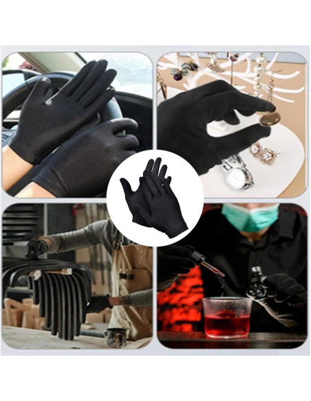 Guantes de Algodón Premium Rirsoasy Talla L Negros - 5 Pares