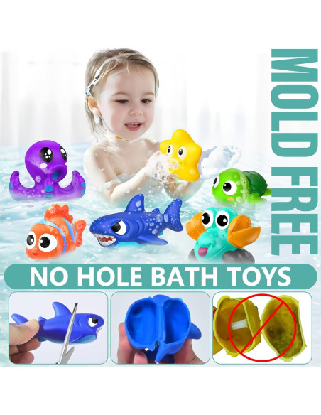 Juguetes de baño para bebés GZHFMUS, animales marinos, 8 piezas