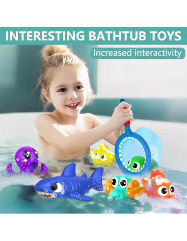 Juguetes de baño para bebés GZHFMUS, animales marinos, 8 piezas