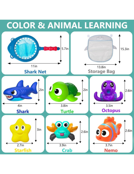 Juguetes de baño para bebés GZHFMUS, animales marinos, 8 piezas