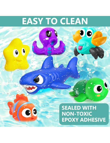 Juguetes de baño para bebés GZHFMUS, animales marinos, 8 piezas