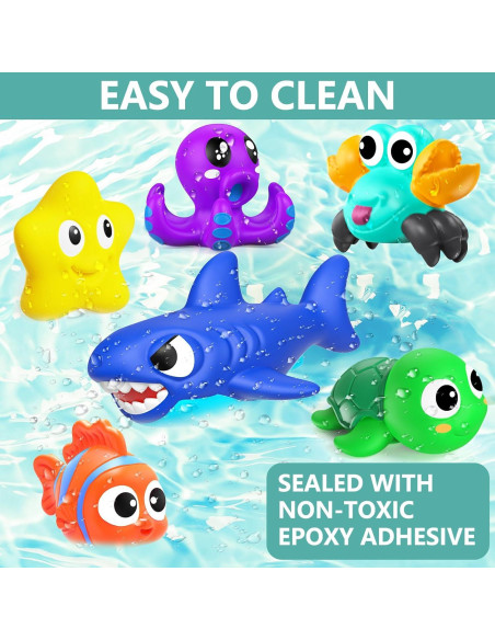 Juguetes de baño para bebés GZHFMUS, animales marinos, 8 piezas
