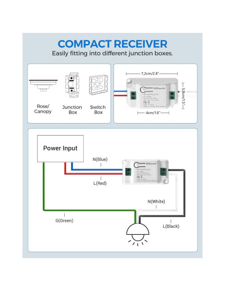 Kit Interruptor y Receptor Inalámbrico WILAWELS 100FT
