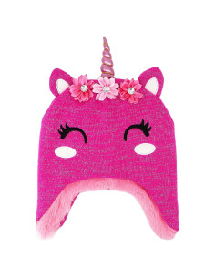 Gorro de Invierno Unicornio Brillante para Niñas 2-8 Años