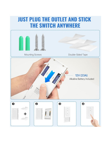 Kit Interruptor y Receptor Inalámbrico WILAWELS 100FT