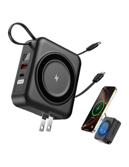 Cargador Portátil Magnético 10000mAh POAQCIF Negro Cargador Portátil Magnético 10000mAh POAQCIF Negro