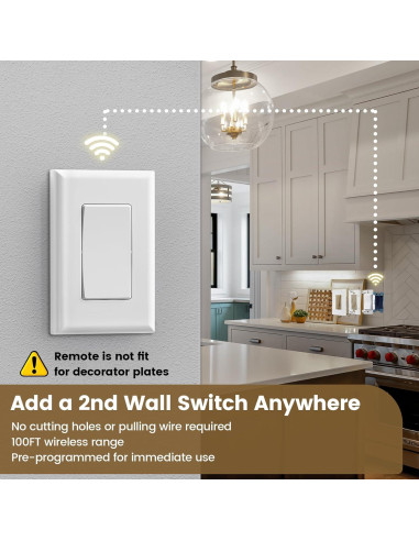 Interruptor de Luz Inalámbrico Suraielec 3 Vías 15A 30.48m