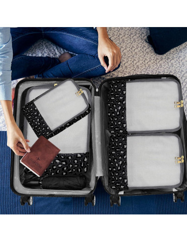Set de 4 Cubos de Empaque BHAHB para Viaje - Patrón Leopardo