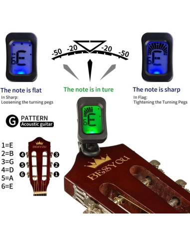 Guitarra acústica 30" negra para principiantes con kit