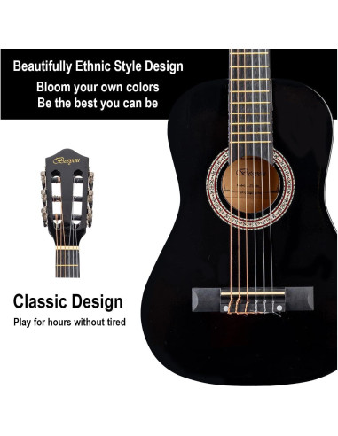 Guitarra acústica 30" negra para principiantes con kit